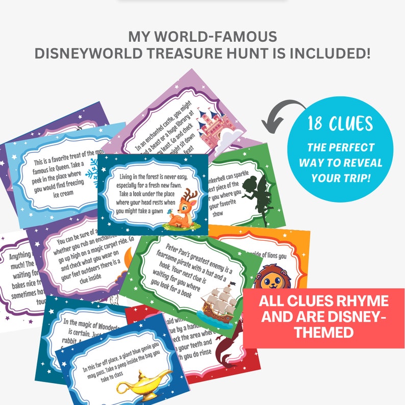 Disney Clues Disneyworld Trip Reveal Scavenger Hunt, WDW Resort Vacation Reveal, WDW ...