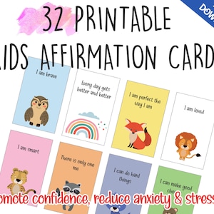 Cartões de afirmação imprimíveis para crianças, cartões motivacionais, cartões de positividade, afirmação diária, cartões de positividade infantil, cartões de afirmação infantil
