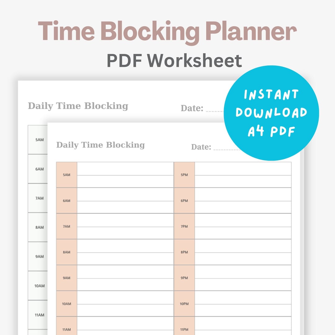24 Hour Time Blocking Planner | Printable Daily Schedule (PDF) - Etsy