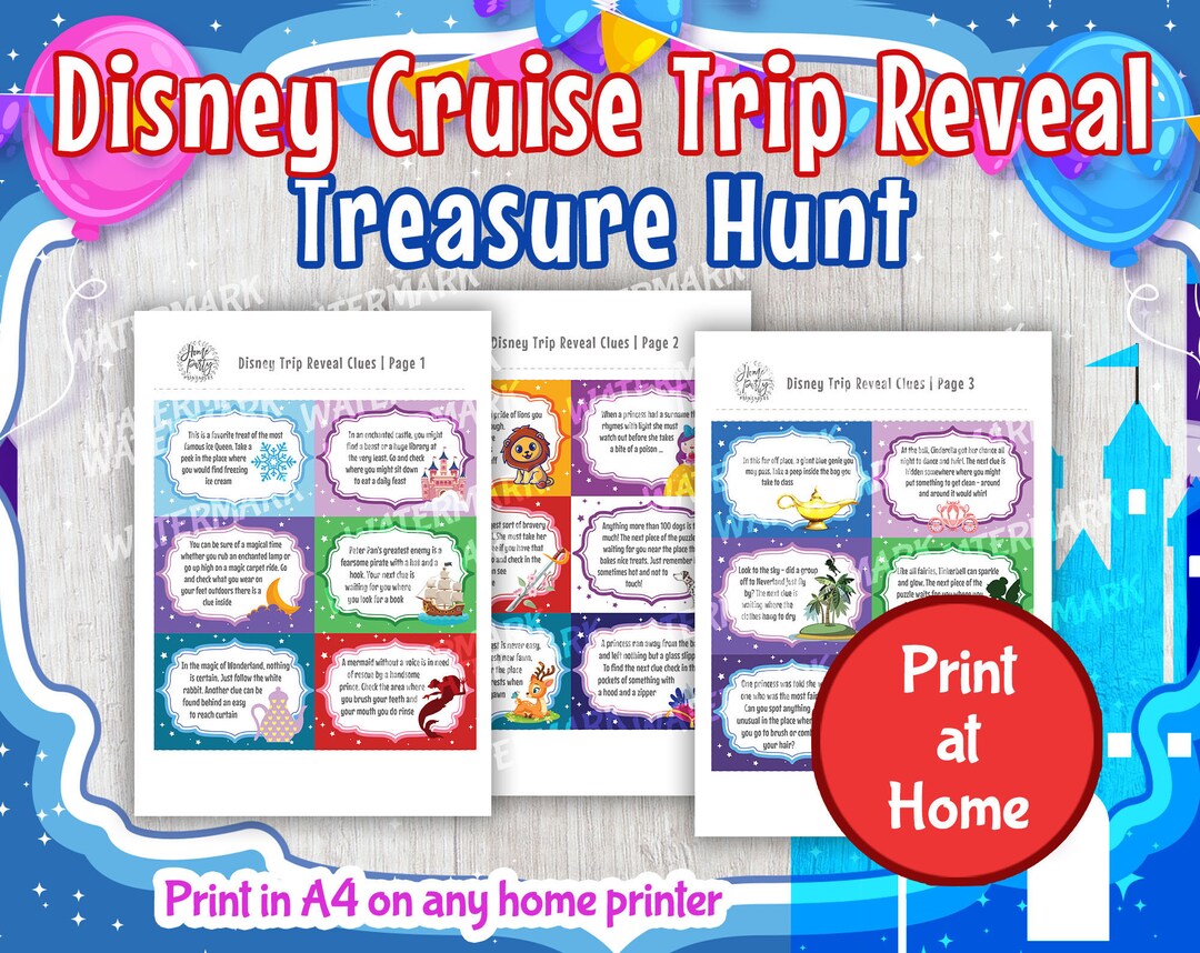 Disney Clues Disneycruise Reveal Scavenger Hunt Clues - Etsy