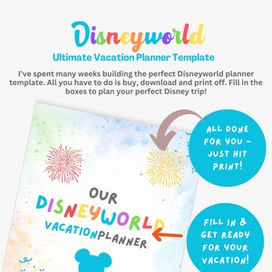 Disneyworld Planning WDW Travel Planner Template Printable Planner Vacation Countdown Cheat ...