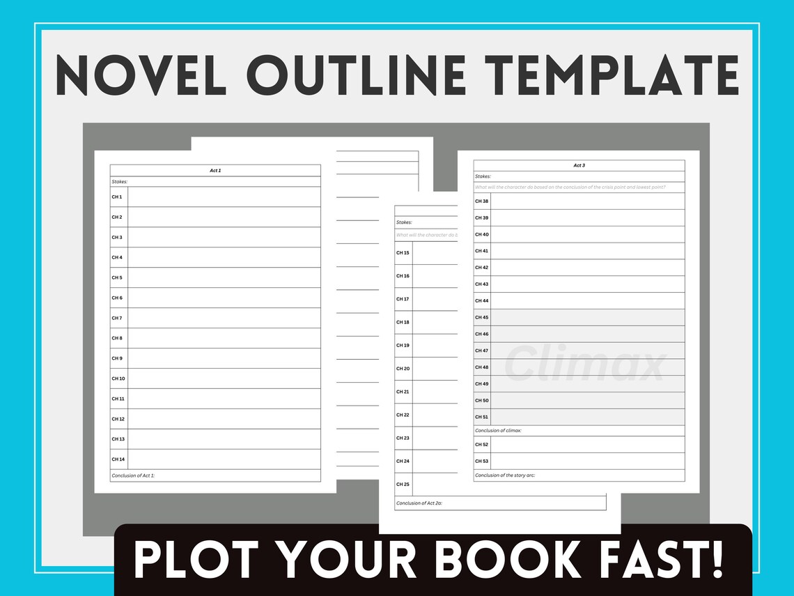 Novel Outline Template Novel Outline Template Chapter by - Etsy