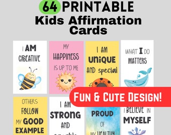 Printable Affirmation Cards For Kids, Motivational Cards, Positivity Cards, Daily Affirmation, Kids Positivity Cards, Kids Affirmation Cards