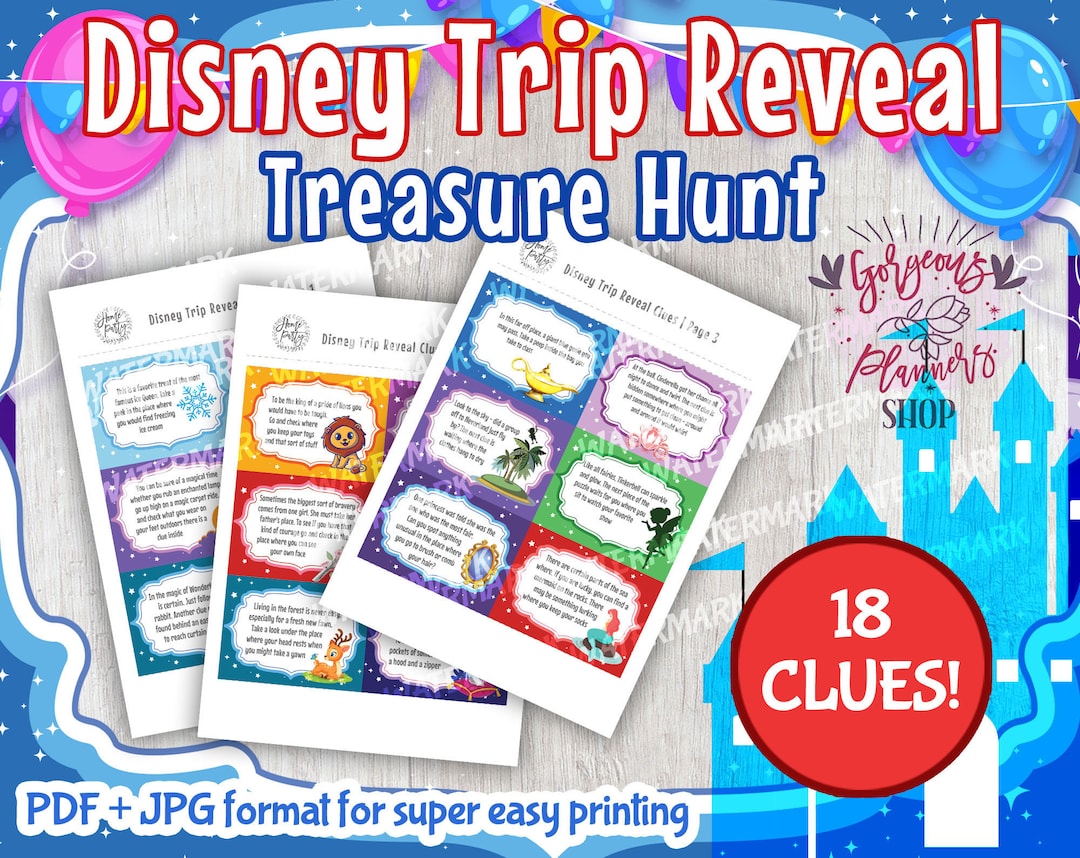 Disneyworld Trip Reveal Scavenger Hunt CLUES Resort Vacation Reveal - Etsy
