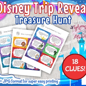 Disneyworld Trip Reveal Scavenger Hunt CLUES Resort Vacation Reveal