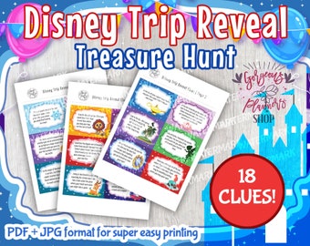 Disneyworld Trip Reveal Scavenger Hunt CLUES Resort Vacation Reveal