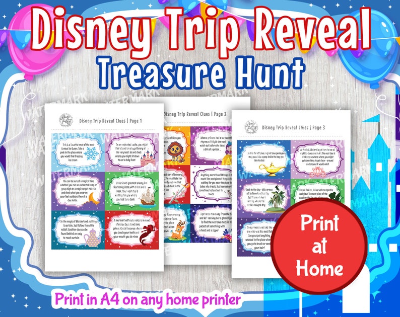 Disneyland Trip Reveal Scavenger Hunt Clues - Etsy
