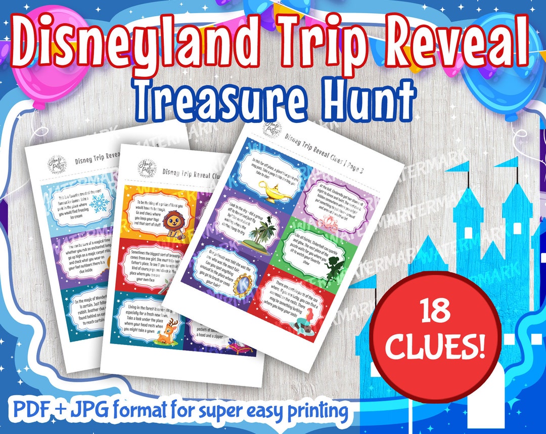 Disneyland Trip Reveal Scavenger Hunt Clues - Etsy