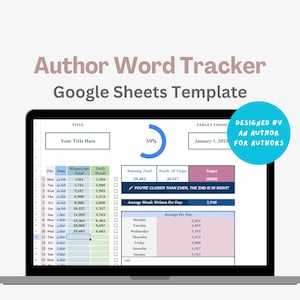 Word count-tracker, auteur woordentelling-tracker Google Spreadsheets-sjabloon, schrijvers-spreadsheet NaNoWriMo-tracker, nieuwe spreadsheet-spreadsheet
