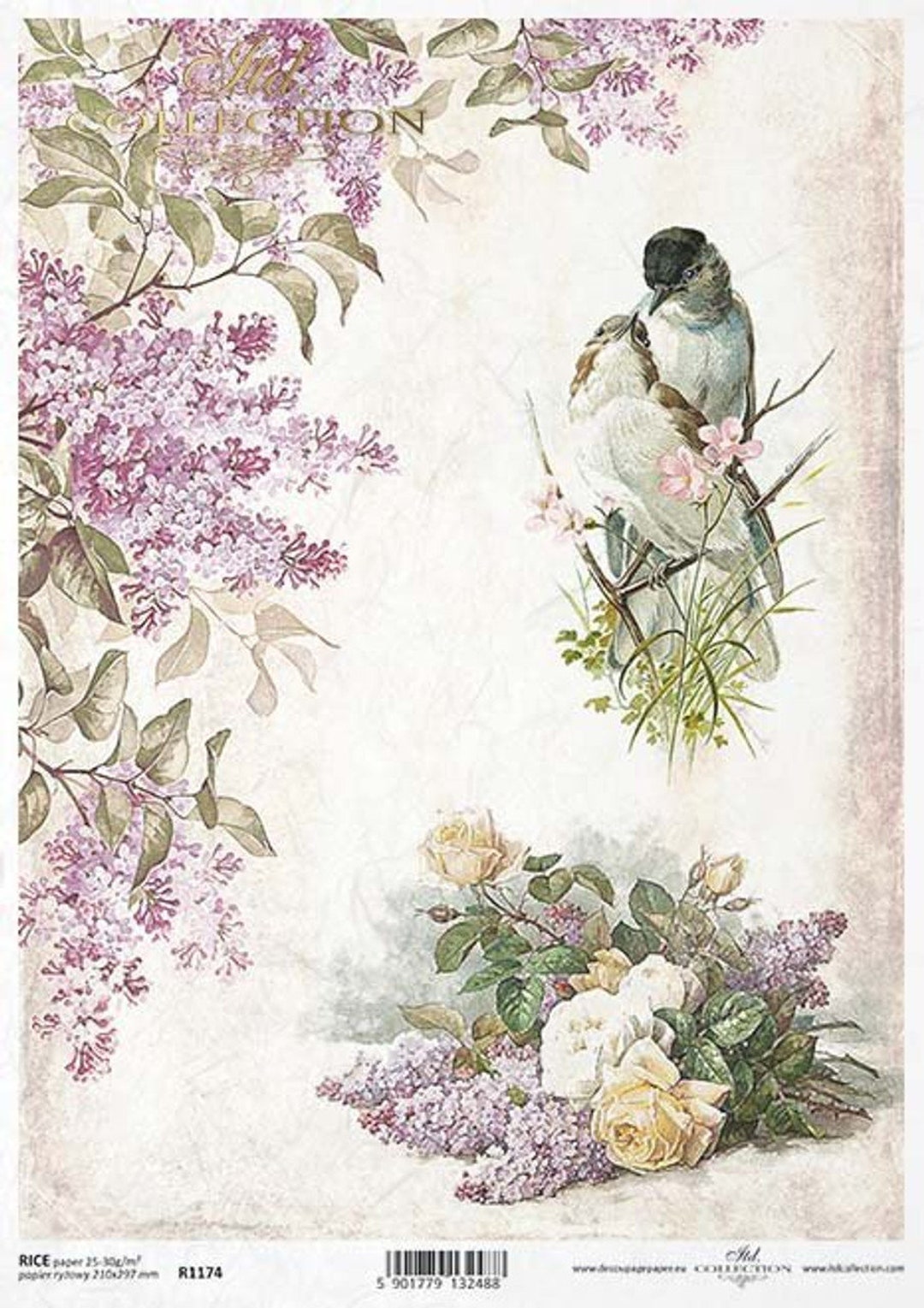ITD Collection Floral Birds 1174 A4 Decoupage Rice Paper Etsy