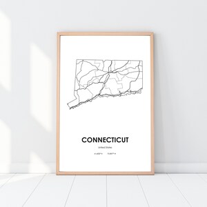 Connecticut State Map Digital Printable Vector Illustration Wall Art ...