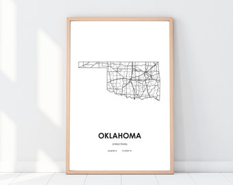 Oklahoma Road Map | Etsy