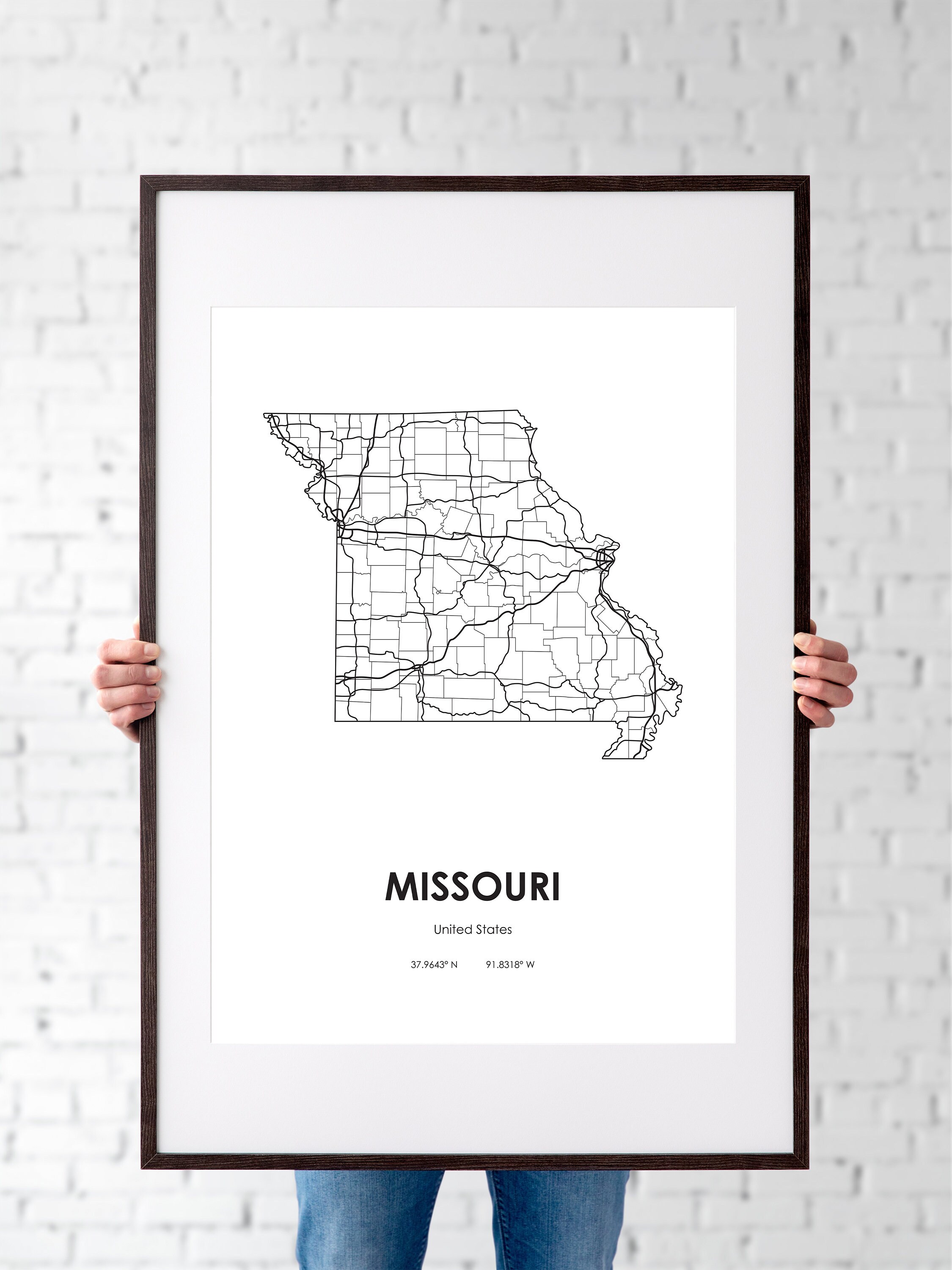 Missouri State Map Digital Printable Vector Illustration Wall Art Print ...