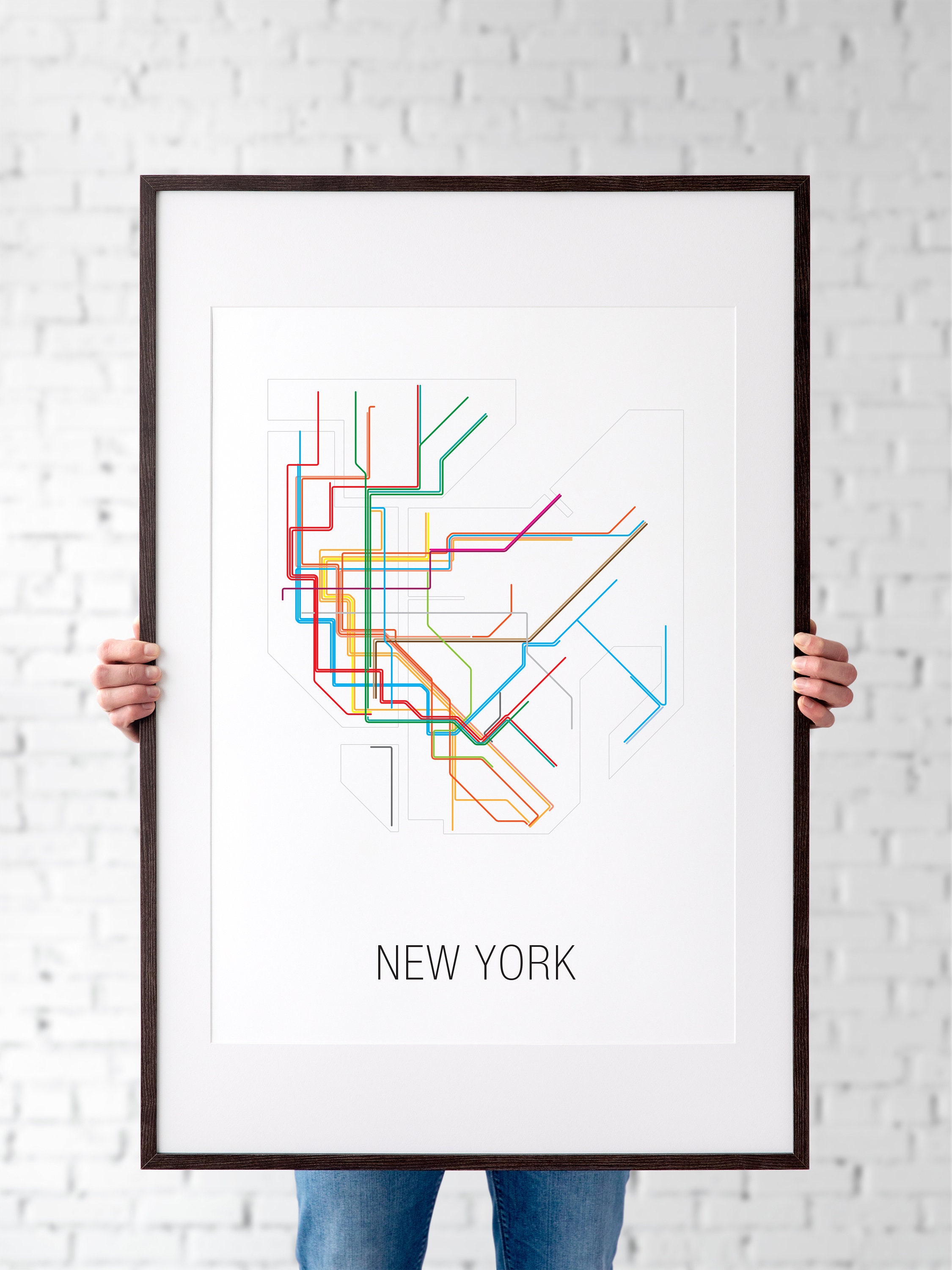 New York Metro Map Digital Printable Vector Illustration Wall Print ...
