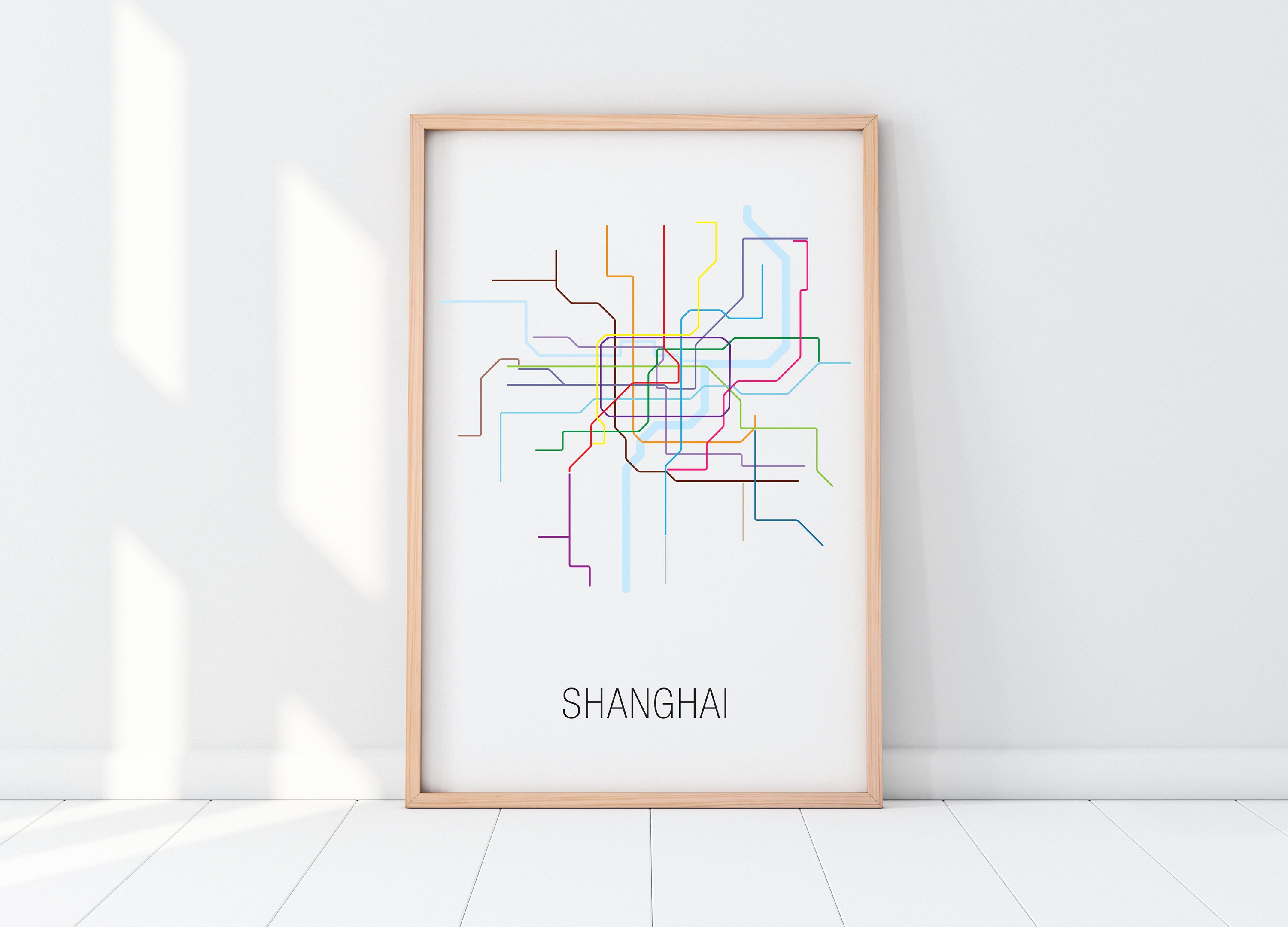 Shanghai Metro Map Digital Printable Wall Art Print Download City Subway Poster Metropolitan ...