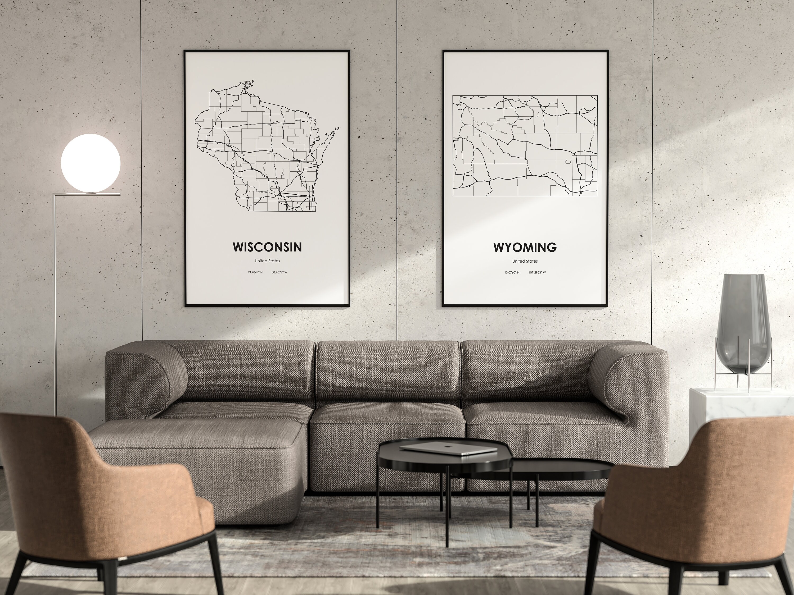 Wisconsin State Map Digital Printable Vector Illustration Wall Art ...