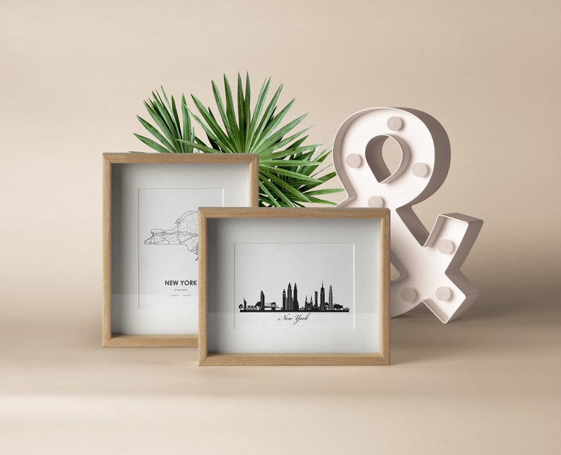 New York State Map Digital Printable Vector Illustration Wall Art Print ...