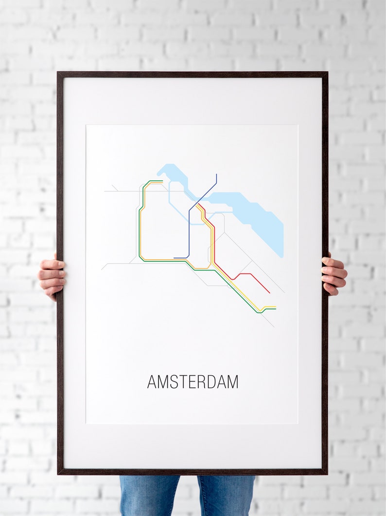 Amsterdam Metro Map Digital Printable Vector Illustration Wall Art ...