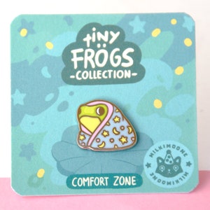golden frog hard enamel pin/ tiny frögs collection- comfort zone / small cute froggy / kawaii birthday gift idea / animal pin / milkimoone