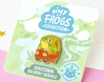 golden frog hard enamel pin/tiny frogs collection - serotonin delivery service/small cute kawaii birthday gift idea/animal pin/milkimoone