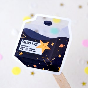 Galaxy juice - cute transparent juice box sticker / Stars and dreams from the milky way / gift idea / space & astronaut themed / milkimoone