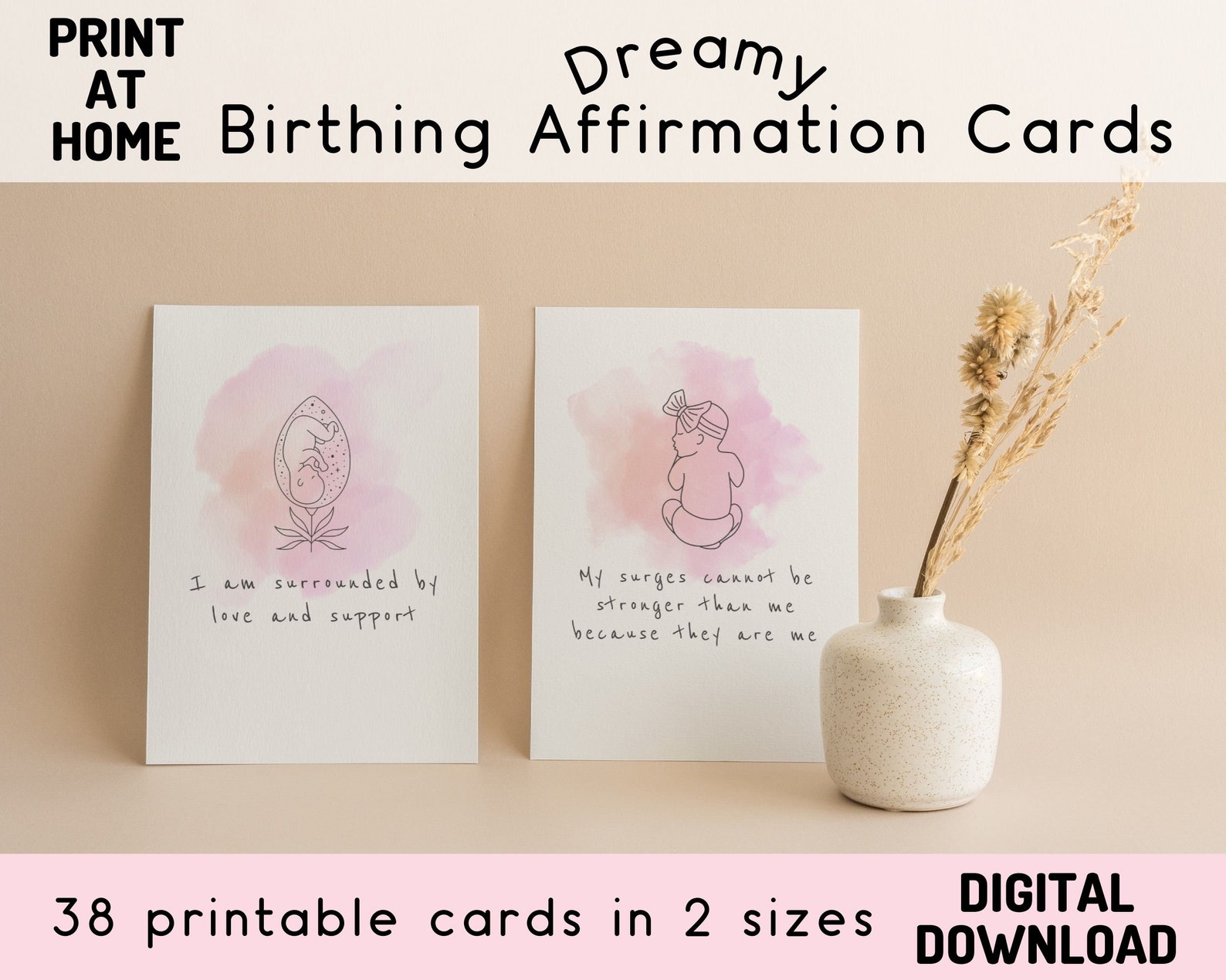 Birth Affirmation Cards Printable Dreamy Affirmation Deck of - Etsy ...