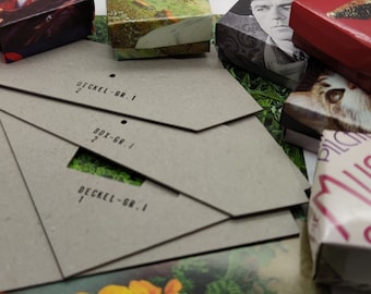 DIY-Schablonen für besondere Origami Schachteln, sichtbares Motiv ist mittig auf dem Deckel + ohne sichtbare Knicke, ideal für's Upcycling