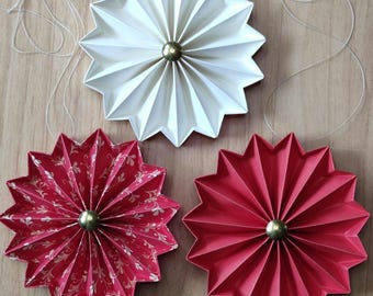 Plissee Anhänger in bunter Farbauswahl in einem 3er Set, Origami Blumen
