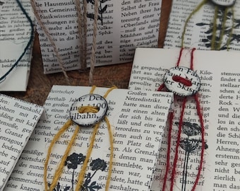 Papiertüten aus Buchseiten mit Papierknopf zum Verschließen, nachhaltige Upcycling-Geschenkverpackung, 3er Set