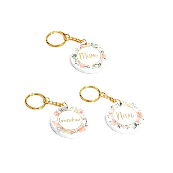Floral Mum Keyring Grandma Keyring Mothers Day Keyring UK