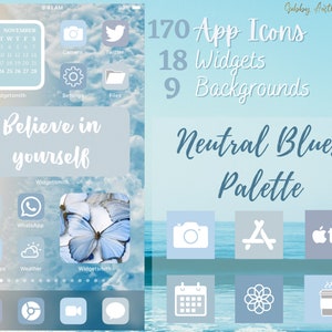 IOS 14 BLUE ICONS | iOS 14 App Icons | Winter Icon Pack | Blue Icons | Neutral Icons| Ocean Blue Aesthetic Icons | Holiday Icon Pack