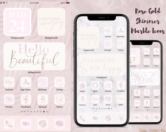 ROSE GOLD MARBLE Aesthetic| iOS 14 App icons | Rose Shimmer Icons | iOS themes | iOS 14 aesthetic |Pink Icons| Rose Gold Icons| Marble Icons