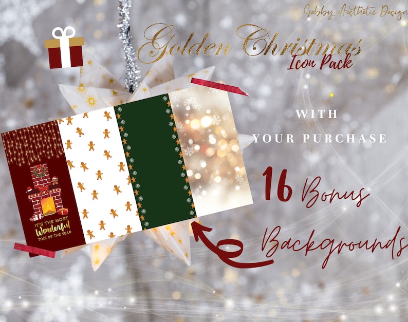 GOLD CHRISTMAS AESTHETIC iOS14 App Icons Holiday Icon Pack GOLD CHRISTMAS AESTHETIC iOS14 App Icons Holiday Icon Pack