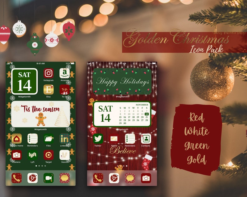 GOLD CHRISTMAS AESTHETIC iOS14 App Icons Holiday Icon Pack GOLD CHRISTMAS AESTHETIC iOS14 App Icons Holiday Icon Pack