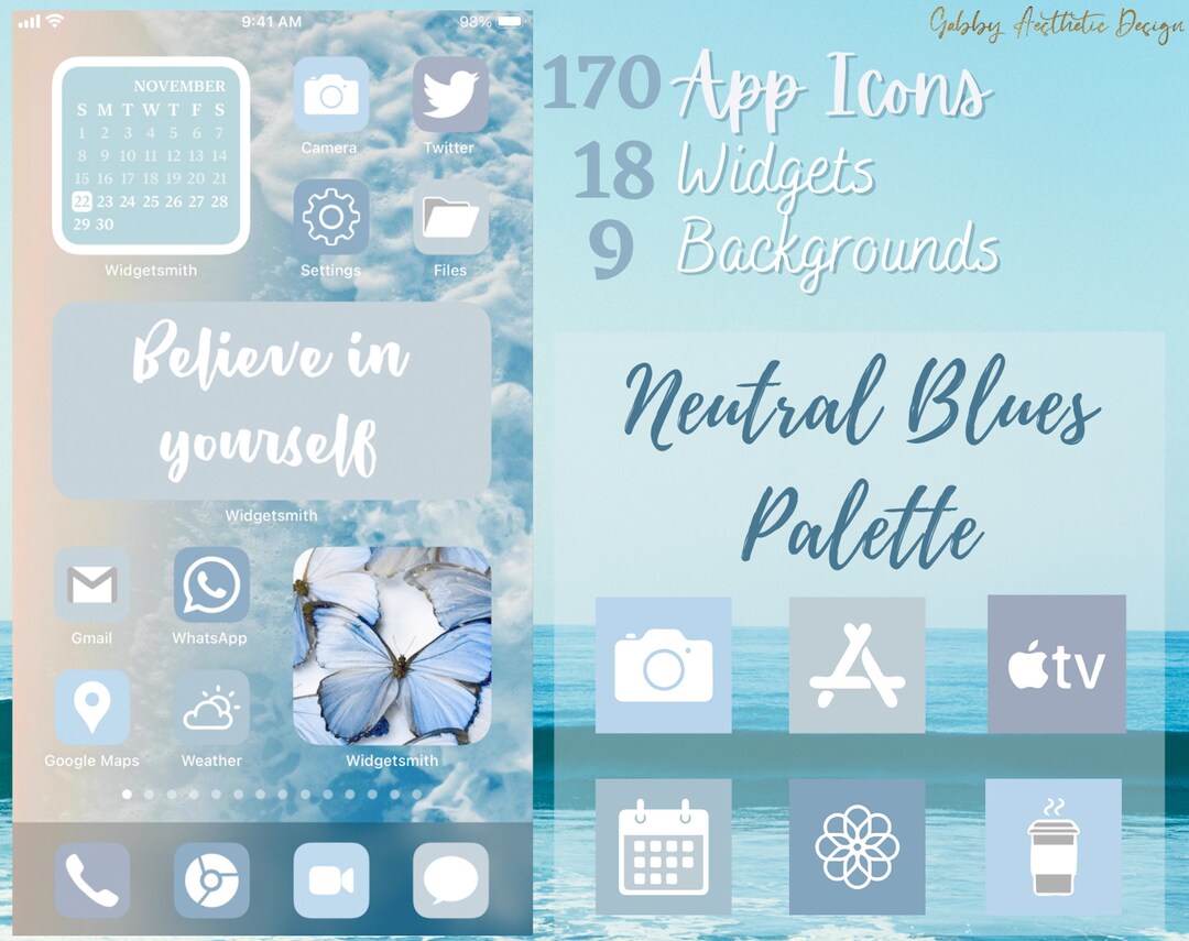 IOS 14 BLUE ICONS Ios 14 App Icons Winter Icon Pack Blue Etsy