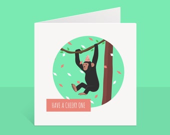 Chimpanzee Birthday Card - Illustrated