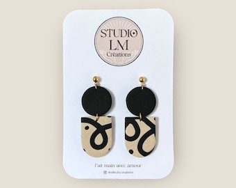 Boucles d'oreilles pendantes GINA. Boucles d’oreilles originales pour femme. Bijou d’oreille minimaliste et moderne.