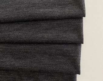 Tessuto italiano in maglia di lana, tessuto di design, maglia fine, alta qualità, colore: grigio scuro