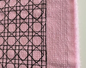 Exclusive Italian haute couture wool tweed with micro sequins, designer fabric, high quality, very soft, color: pink