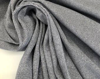 Italian designer fabric, viscose jersey blend - lurex fabric, best quality, color: antique grey
