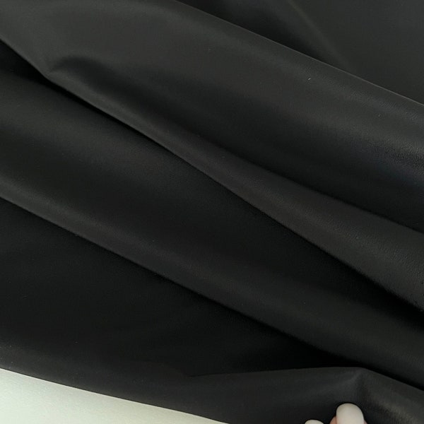 Italian silk crepe de chine fabric, color: black, specially glued with non-woven fabric by the factory