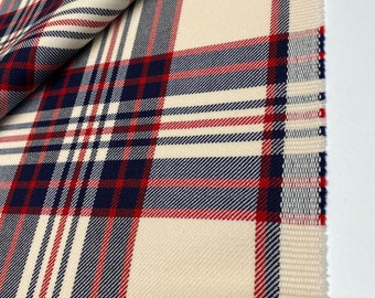 Italian Famous Designer Wool Fabric, Coat Fabric, Double-Face Fabric, Premium Quality, Color: Beige, Checked Fabric
