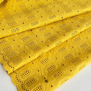 Italian cotton fabric, Sangallo fabric, knitting fabric, designer fabric with beautiful knit, color: yellow mustard tone