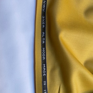 Italian designer wool fabric, light satin fabric, duobleface fabric, famous designer fabric, premium quality, color: mustard