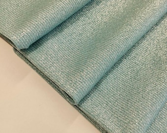 Italian designer fabric, viscose jersey blend - lurex fabric, best quality, color: light blue