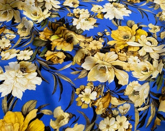 Italian designer silk crêpe de Chine fabric, beautiful designer floral print, high quality