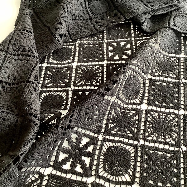 Tissus exclusifs, couture, tissu macramé, 100% coton, tissu de qualité, noir