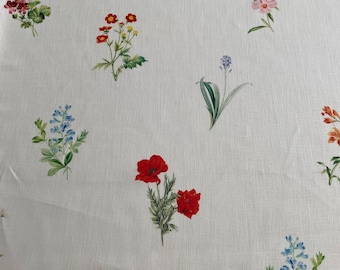 Italienskt linnetyg, designertyg, designerblommönster, hög kvalitet