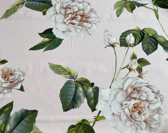 Exclusive Italian silk crepe de chine satin stretch fabric, famous designer style, high quality, floral print, last piece 1.65 meters