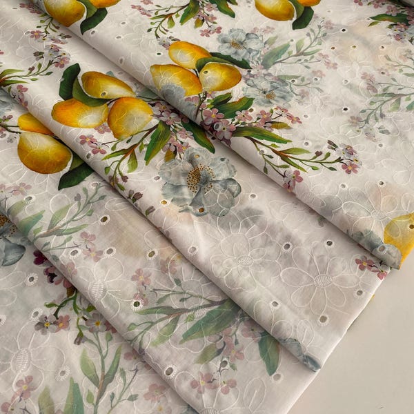 Exclusive Italian cotton batiste fabric, Sangallo fabric, embroidered fabric, designer fabric with beautiful, elegant embroidery, designer style